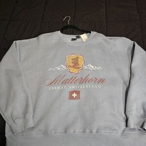 Matterhorn Zermatt Switzerland Graphic Crewneck Sweater - Light Blue